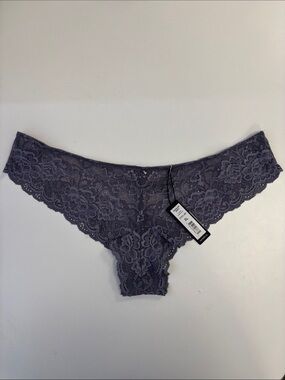 NEW Montelle Signature Lace Brazilian Cheeky Panty 9001 Crystal Grey Gray